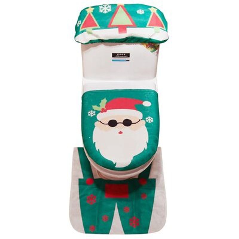 GENERICO - Cubierta de inodoro navideño juego de alfombra