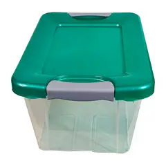 GENERICO - Pack x 3 caja organizadora 28 litros, transparente tapa color