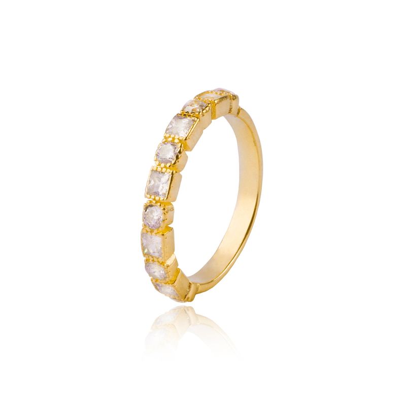 JB JOYAS BARON - Anillo de Plata Esterlina 925 Circon Cuadrado Revestido en Oro 18kt