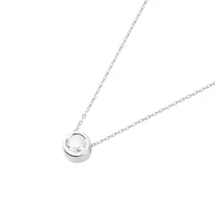 JB JOYAS BARON - Collar Oro Blanco 18kt Diamantes de 8 Pts Punto de Luz