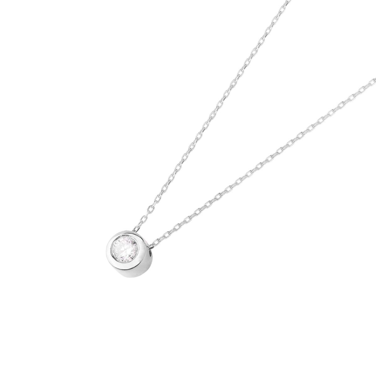 JB JOYAS BARON - Collar de Oro Blanco 18kt con Diamantes de Punto de Luz 12 Pts