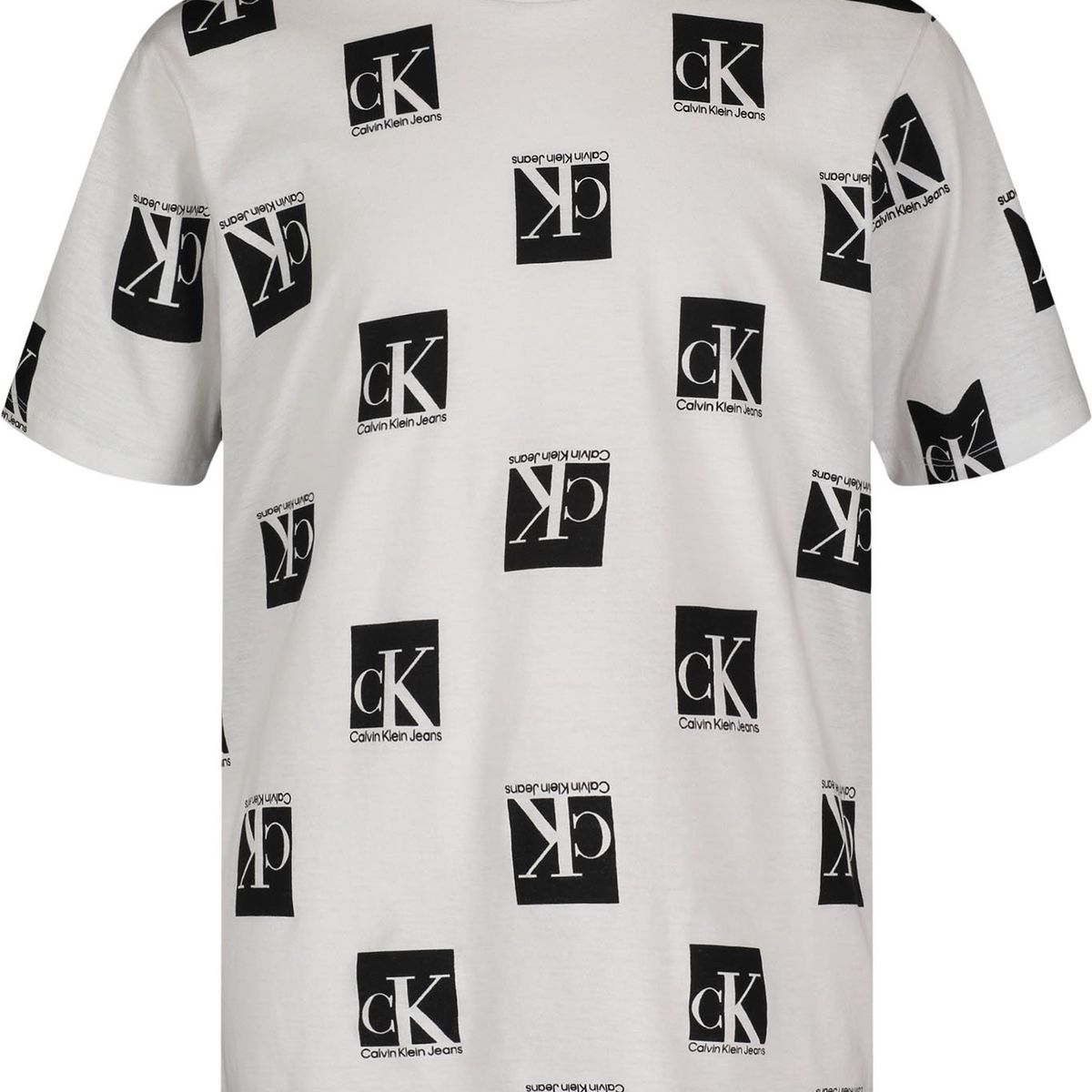 CALVIN KLEIN - Polera Block Print  Blanco Calvin Klein