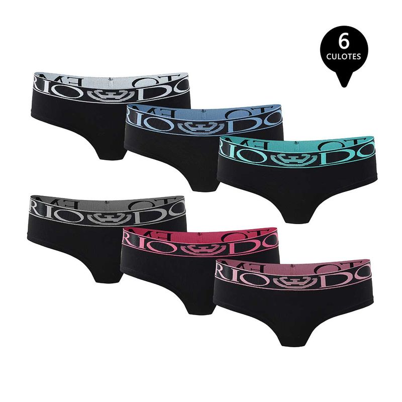 GIOVACCHINO - Pack de 6 Calzones Colaless Culote Algodón Mujer.-