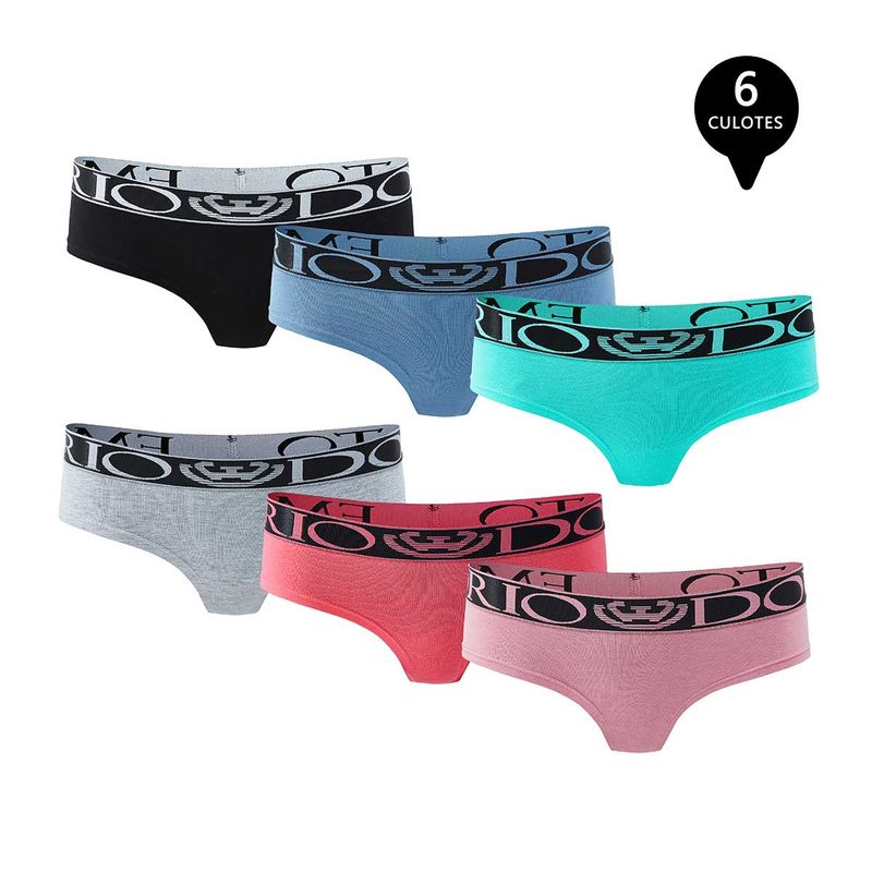 GIOVACCHINO - Pack de 6 Calzones Colaless Culote Algodón Mujer