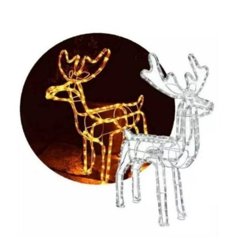 GENERICO - Reno Navidad con Movimiento Ciervo navideño Luz LED CALIDA 120cm