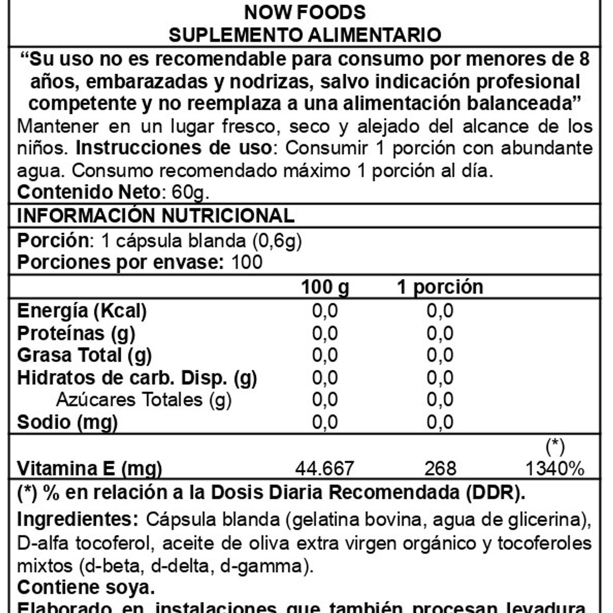 NOW - Vitamina E - 400 100 caps - Now Foods