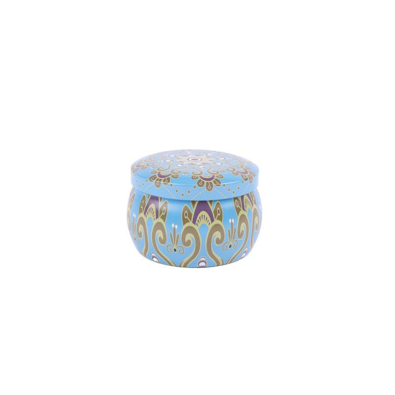 HOMEWELL - Vela Caja Metal Celeste 5*7cm HOMEWELL