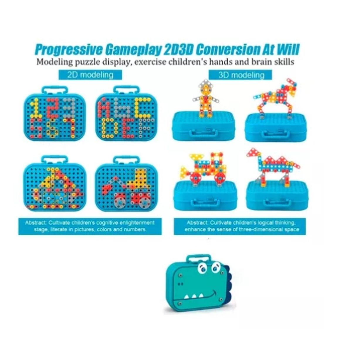 ESHOPANGIE - Juguete Puzzles 2d 3d Herramienta Tornillos Taladro Bolso