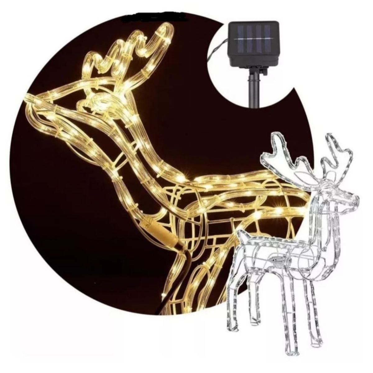 GENERICO - Reno Navidad Decoracion - Ciervo Navideño Luz LED SOLAR CALIDA120cm