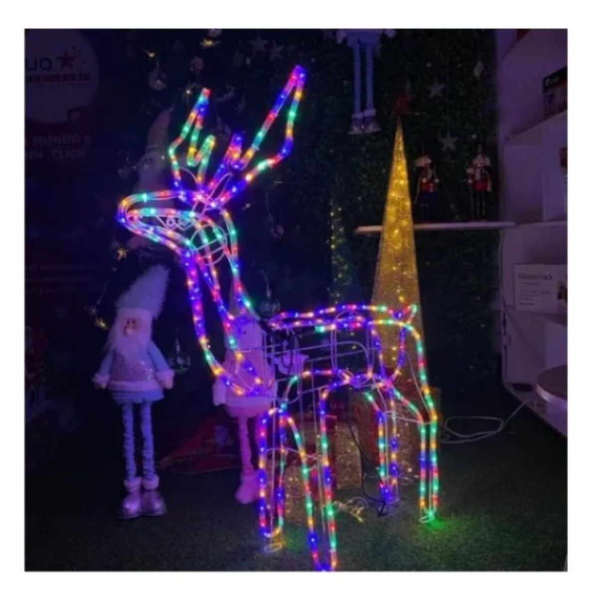 GENERICO - Reno Navideño - Alimentacion Solar Luces LED Multicolor 120cm
