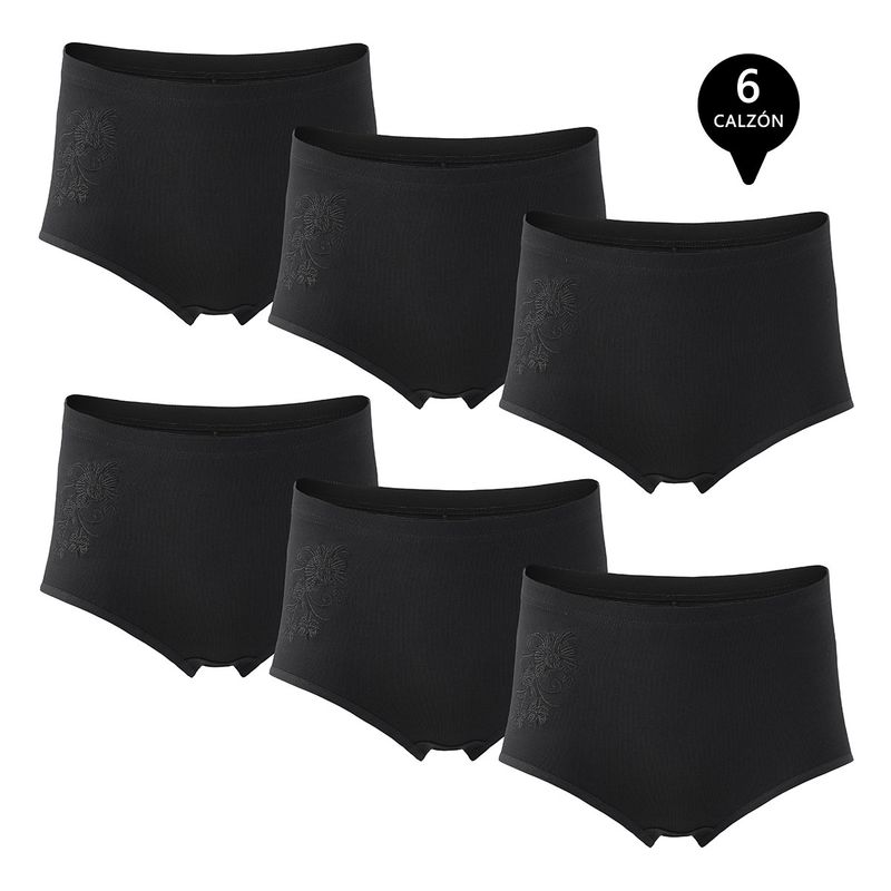 GIOVACCHINO - Pack de 6 Calzones Tiro Alto Algodón Mujer.-