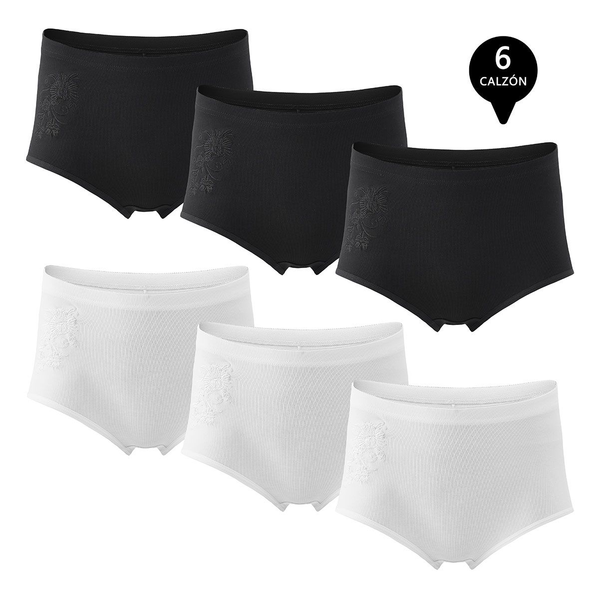 GIOVACCHINO - Pack de 6 Calzones Tiro Alto Algodón Mujer