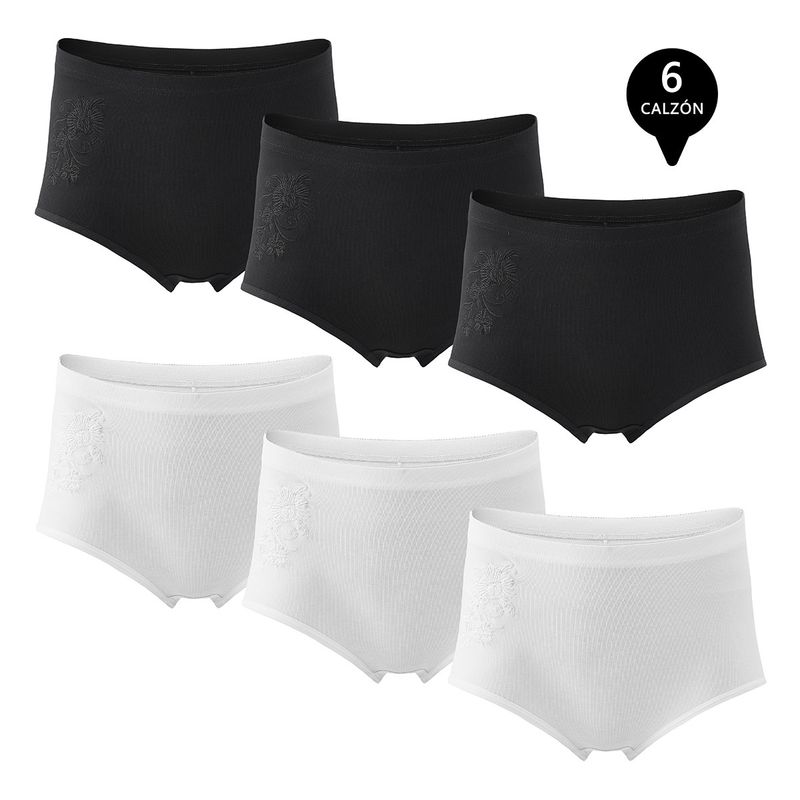 GIOVACCHINO - Pack de 6 Calzones Tiro Alto Algodón Mujer.-