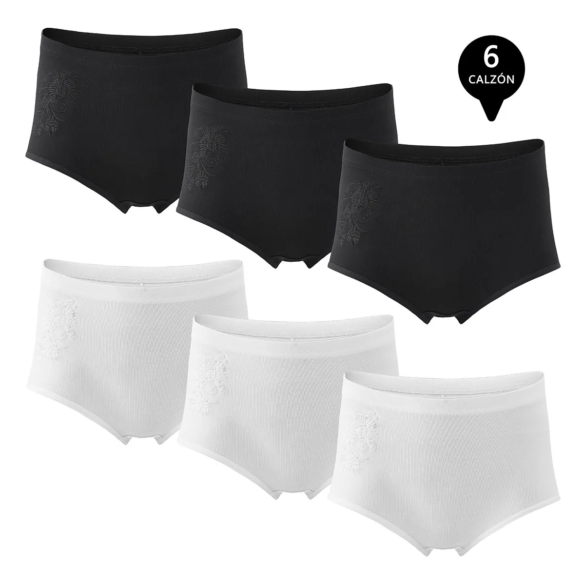 GIOVACCHINO - Pack de 6 Calzones Tiro Alto Algodón Mujer