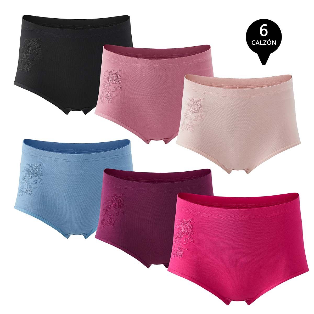 GIOVACCHINO - Pack de 6 Calzones Tiro Alto Algodón Mujer