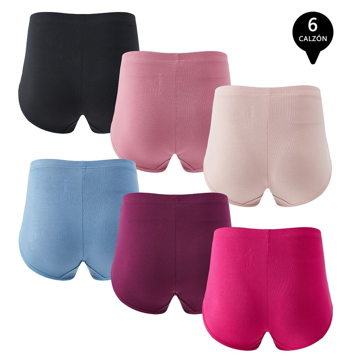 GIOVACCHINO - Pack de 6 Calzones Tiro Alto Algodón Mujer