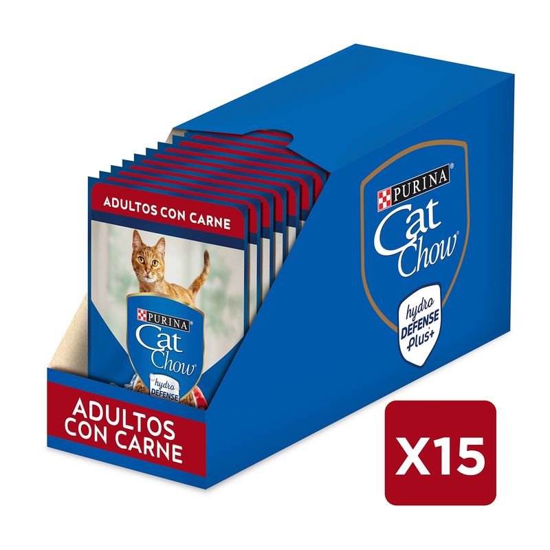 CAT CHOW - Pack x15 Alimento húmedo gato Cat Chow Carne 85g