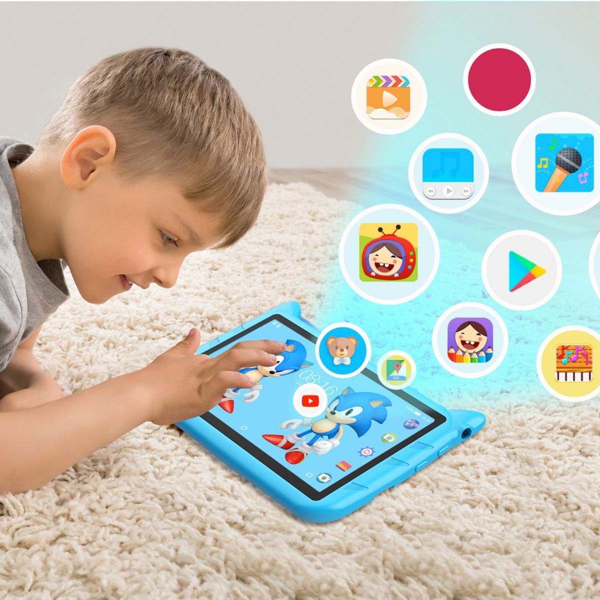 CRUSEC - Tablet Inteligente Infantil Sonic 7 Pulgadas 16gb Rom Rosa