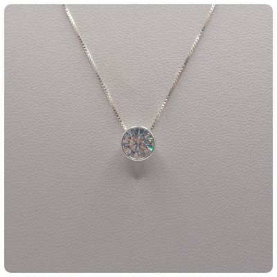 Imagen 2 del producto Punto de luz circón 6 mm plata fina 925. fino y hermoso circón natural incoloro.