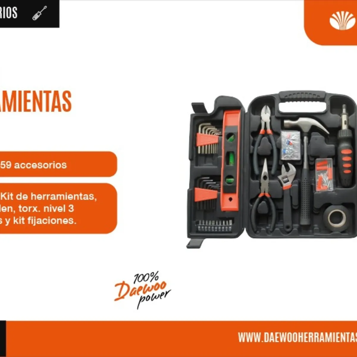 DAEWOO - Set De Herramientas Manuales DW159 Daewoo 159 piezas+ Maletin