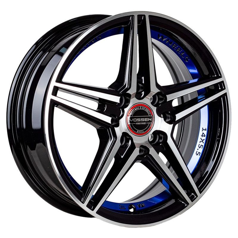 GENERICO - VOSSEN 14X5.5 4X100/114.3 ET38 MB UC+BLUE(Set de 4 Llantas).