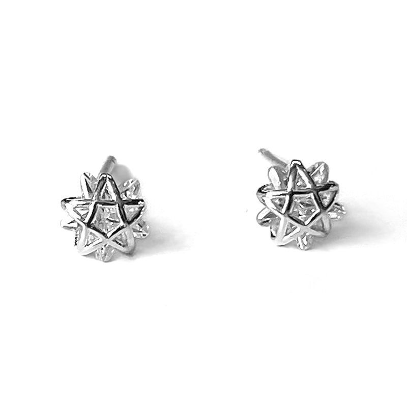 GENERICO - Aros Estrellas Cristal, plata 925 - Azul Zafira