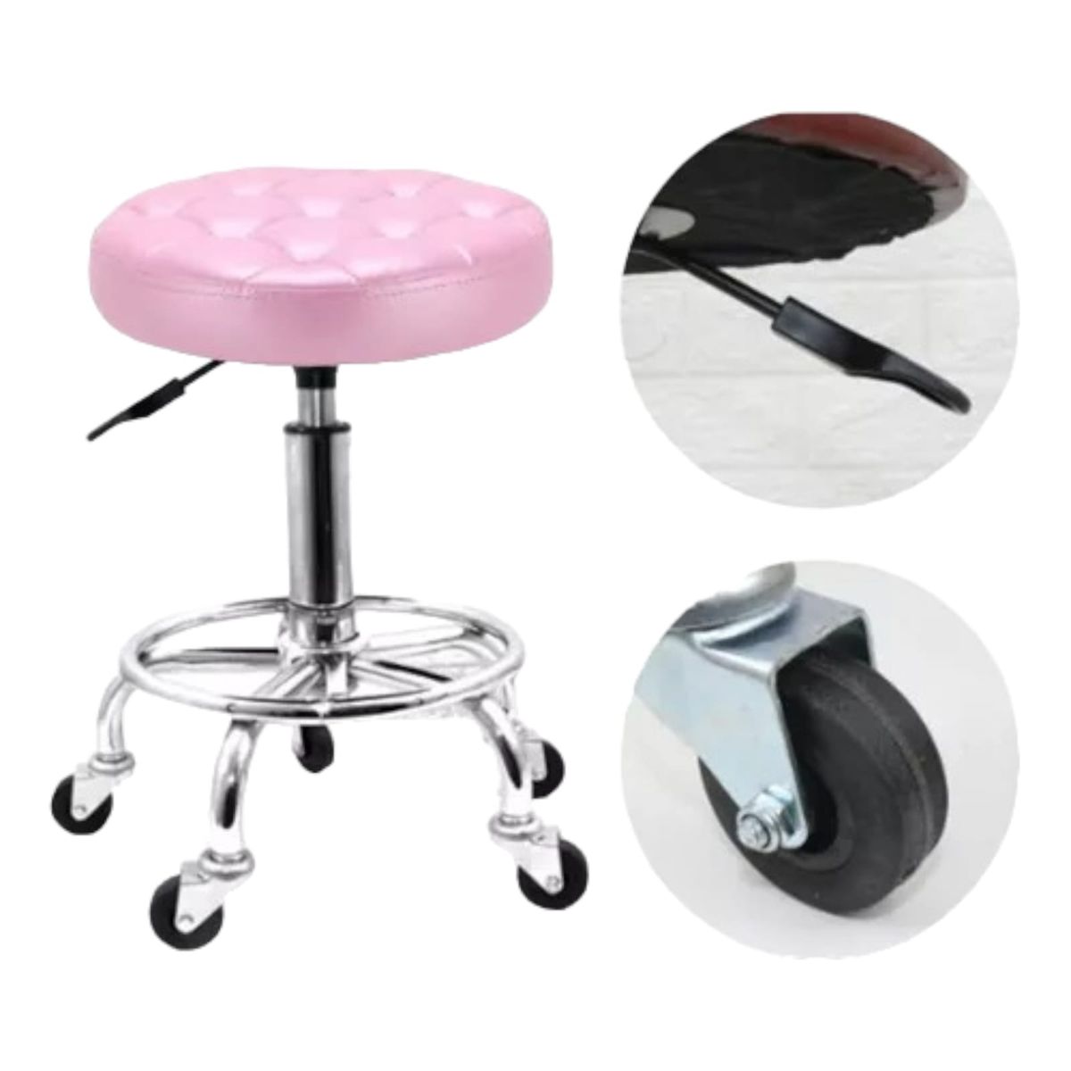 GENERICO - Taburete Piso Bar Sillon Elevador Giratorio Rosa
