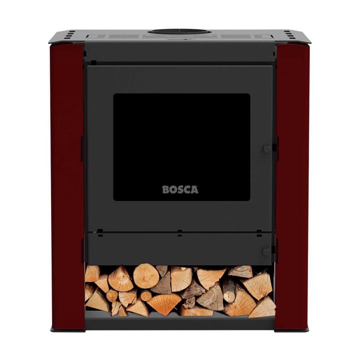 BOSCA - Pack Estufa a Leña Gold 500 Burdeo + kit de Instalación