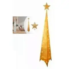GENERICO - Arbol de navidad con Luz LED Piramide Dorado 150cm