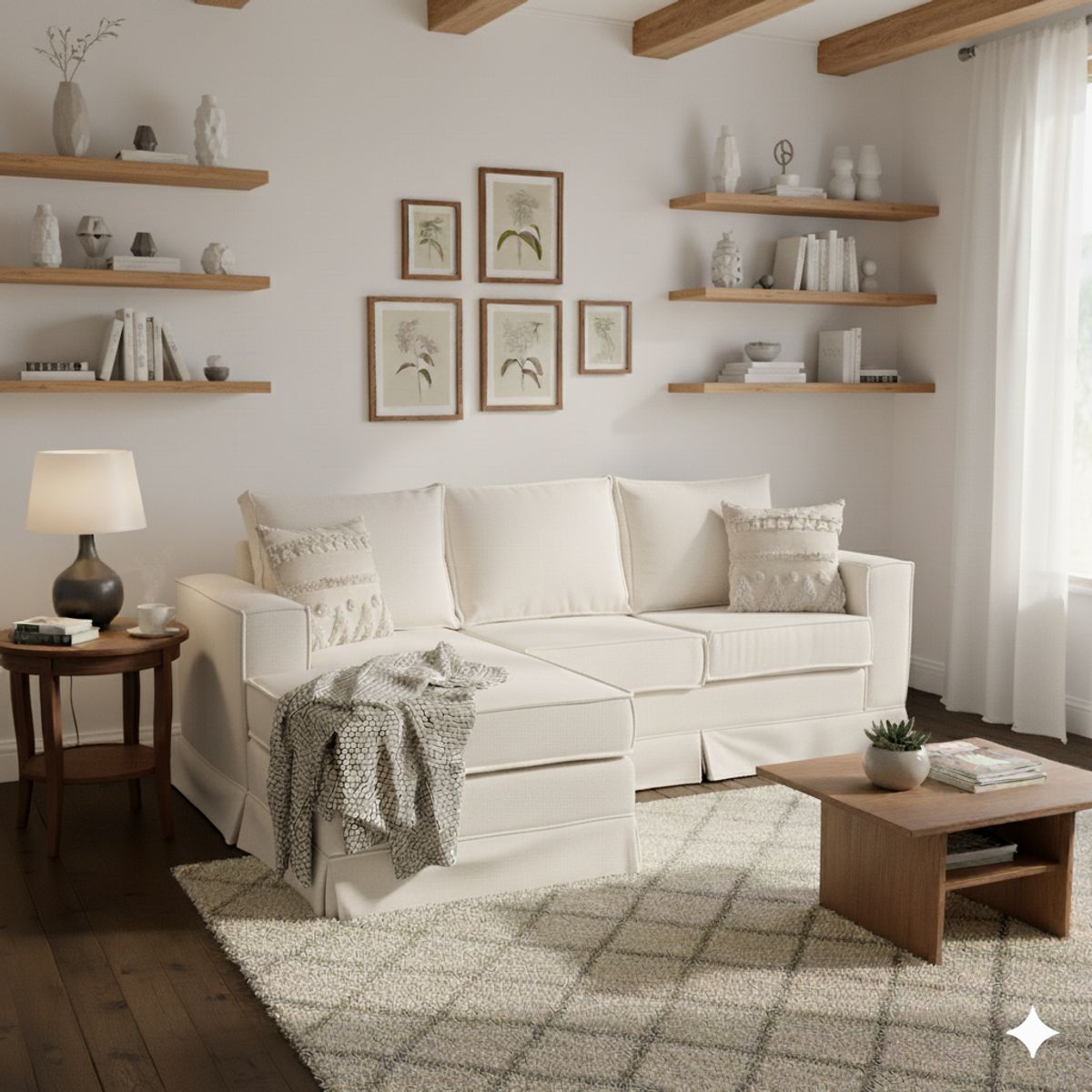 MUNDO LIVING - Seccional Intercambiable Siena Blanco Invierno con Resortes y Faldón