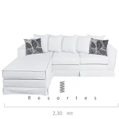MUNDO LIVING - Sofá Seccional Intercambiable Siena Blanco Invierno con Resortes y Faldón