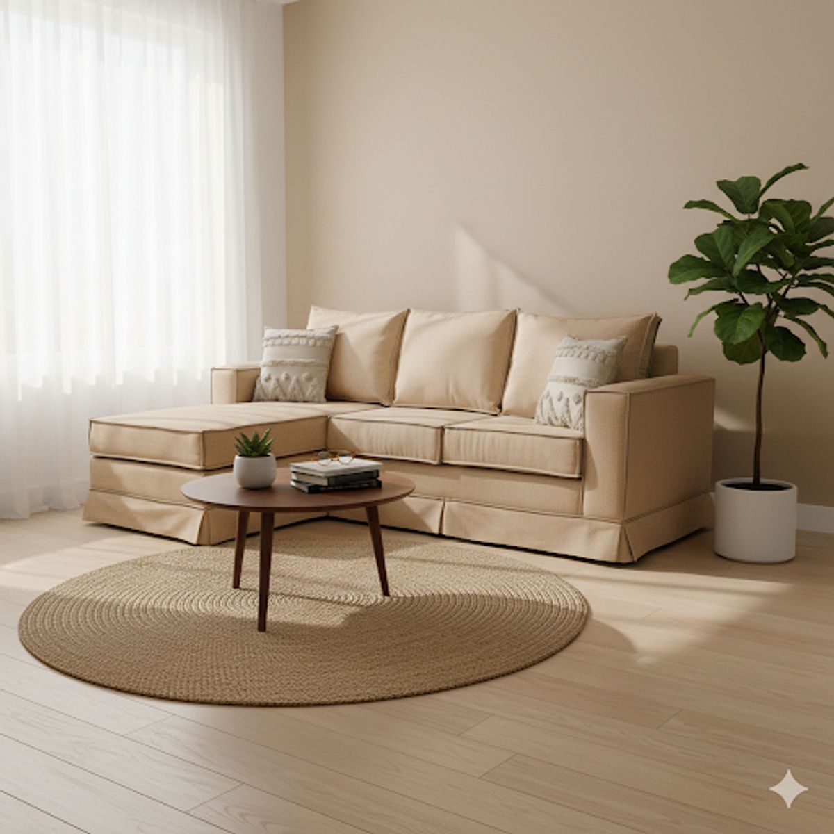 MUNDO LIVING - Seccional Siena Beige claro con sistema de Resortes pocket  U:S:A