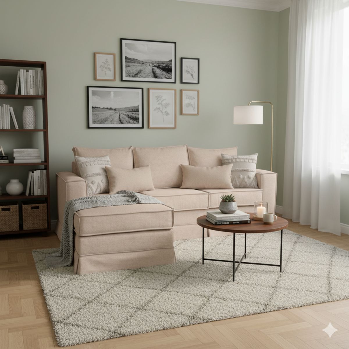 MUNDO LIVING - Seccional Siena Beige claro con sistema de Resortes pocket  U:S:A