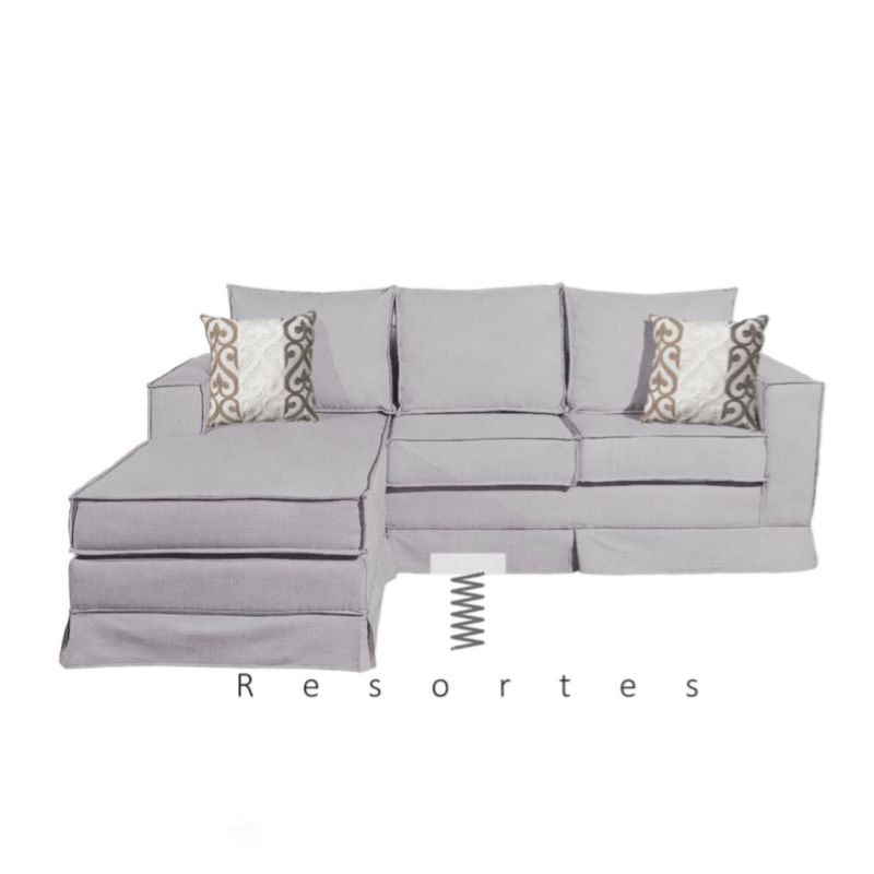MUNDO LIVING - Sofá Seccional Intercambiable Siena Gris claro con Resortes y Faldón