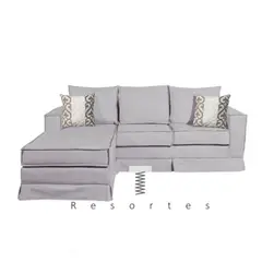 MUNDO LIVING - Sofá Seccional Intercambiable Siena Gris claro con Resortes y Faldón