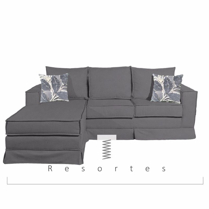 MUNDO LIVING - Seccional intercambiable Gris Marengo con Resortes y Faldón Siena