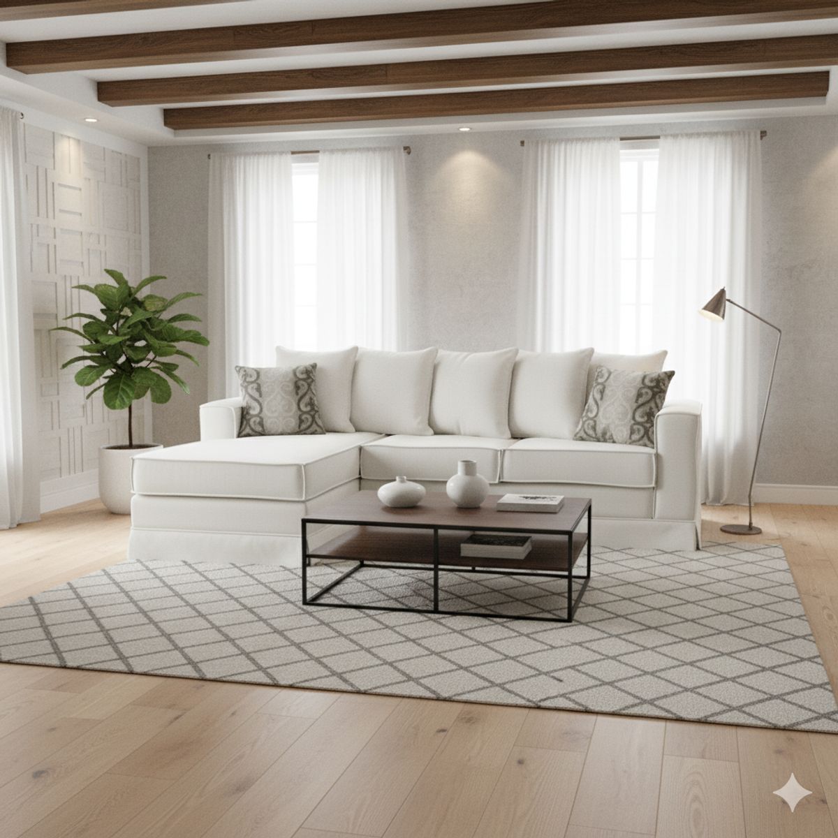 MUNDO LIVING - Seccional Intercambiable Provenza Blanco Invierno con Resortes
