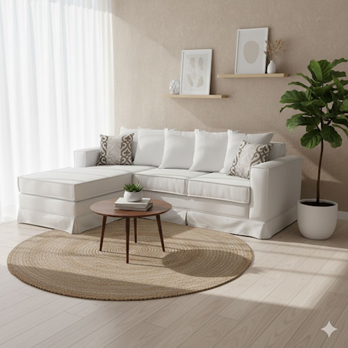 MUNDO LIVING - Seccional Intercambiable Provenza Blanco invierno con Resortes pocket