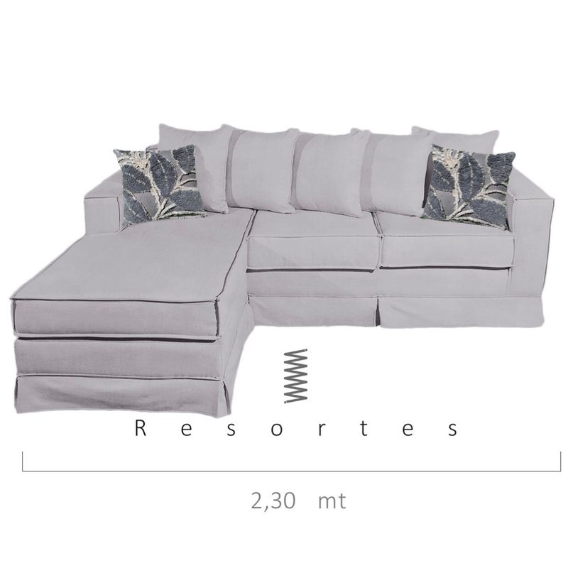 MUNDO LIVING - Seccional Intercambiable Provenza Gris medio  Resortes y Faldón