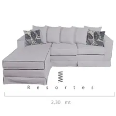MUNDO LIVING - Sofá Seccional Intercambiable Provenza Gris medio Resortes y Faldón