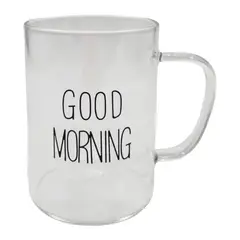 HOMEWELL - Taza Vidrio Diseño Good Morning 300ml