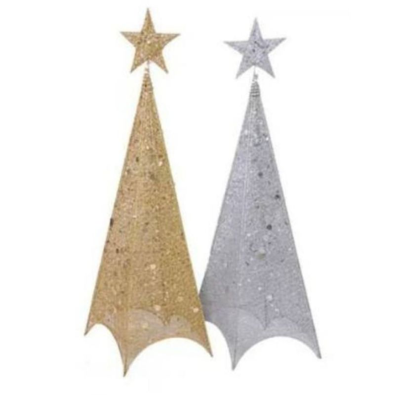 GENERICO - Arbol de navidad con Luz LED Piramide Plateado 180cm