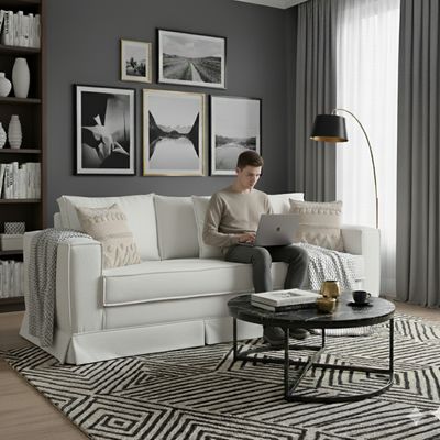 Imagen 2 del producto Sofa 3 cuerpos con Resortes pocket Siena Balnco crudo