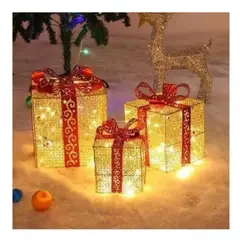 GENERICO - Decoracion navideña - Set de 3 Cajas de navidad con luz LED