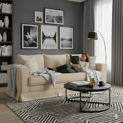 Imagen 2 del producto Sofa 3 cuerpos con resortes pocket Siena Beige claro