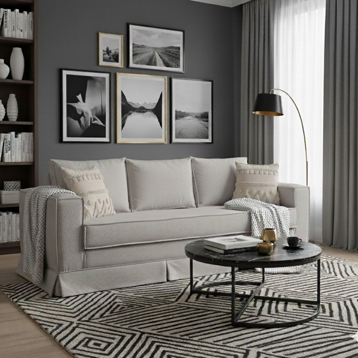 MUNDO LIVING - Sofa 3 cuerpos Siena gris claro con Resortes Pocket