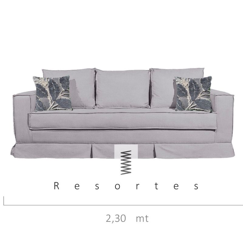 MUNDO LIVING - SOFA 3 CUERPOS SIENA RESORTES, GRIS CLARO MUNDO LIVING