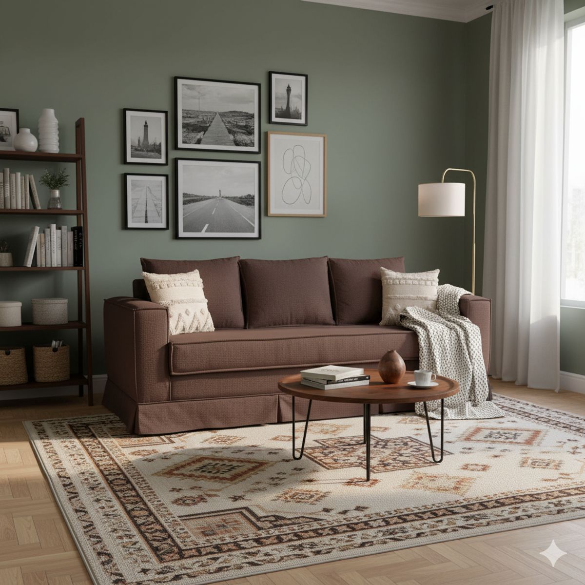 MUNDO LIVING - Sofa 3 cuerpos Siena Cafe con resortes pocket spring