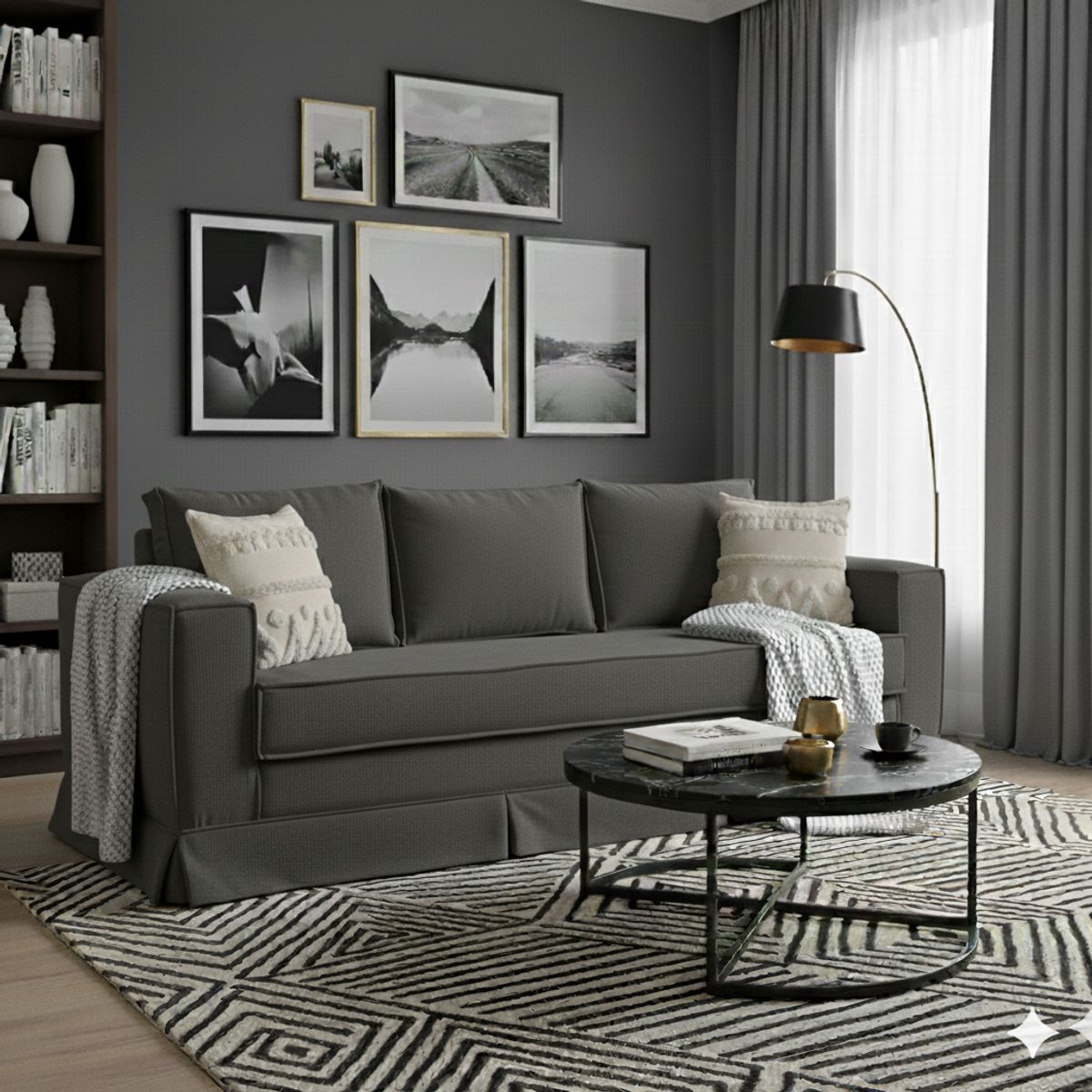 MUNDO LIVING - Sofa 3 cuerpos Siena marengo con resortes pocket 2 cojines de regalo