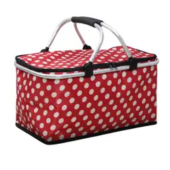 AUCKLAND OUTDOOR - Bolso Termico Plegable Puntos Rojos Cooler Canasta Picnic